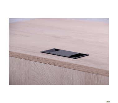 Стіл комп'ютерний Pluto ST R (1380х600х750) Дуб Ендгрейн/Чорний графiт