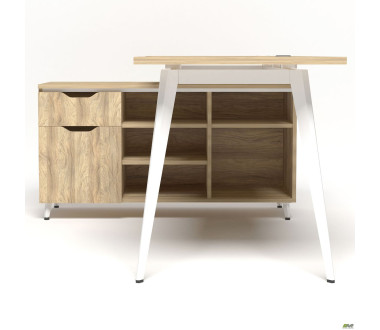 Робоче місце Delta DL-113L (1590х1200х750мм) Блеквуд Ячмінний / Каркас білий / Опора білий беж