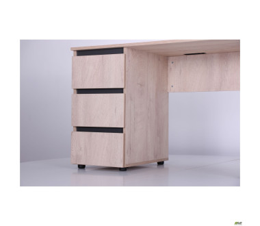 Стіл комп'ютерний Pluto ST L (1200х600х750) Дуб Ендгрейн/Чорний графiт