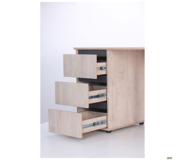 Стіл комп'ютерний Pluto ST L (1200х600х750) Дуб Ендгрейн/Чорний графiт