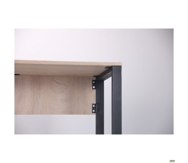 Стіл комп'ютерний Pluto ST L (1200х600х750) Дуб Ендгрейн/Чорний графiт