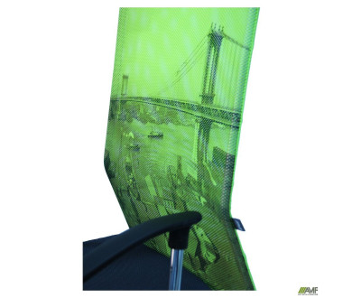 Крісло АЕРО HB сидіння Сітка сіра, боковини Zeus 047 Light Green / спинка Сітка лайм-Brooklyn Bridge