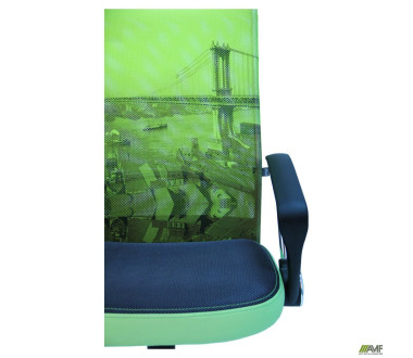 Крісло АЕРО HB сидіння Сітка сіра, боковини Zeus 047 Light Green / спинка Сітка лайм-Brooklyn Bridge