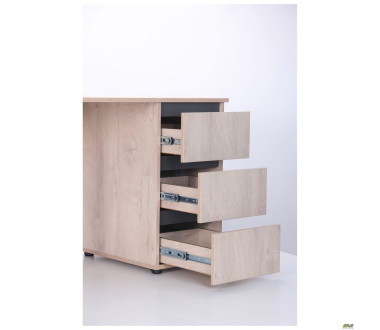 Стіл комп'ютерний Pluto ST R (1200х600х750) Дуб Ендгрейн/Чорний графiт