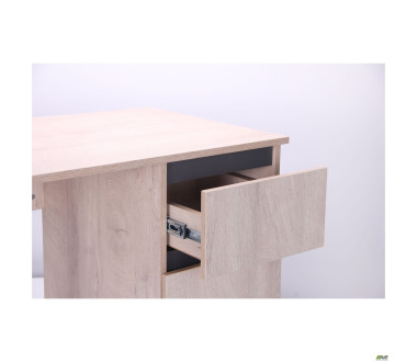 Стіл комп'ютерний Pluto ST R (1200х600х750) Дуб Ендгрейн/Чорний графiт